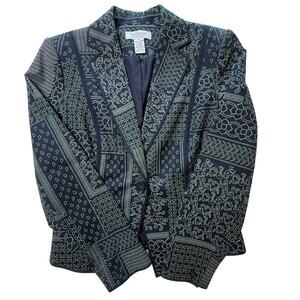 Emanuel by Emanuel Ungaro Asymmetrical Hem Blazer Women’s 8 Navy Print